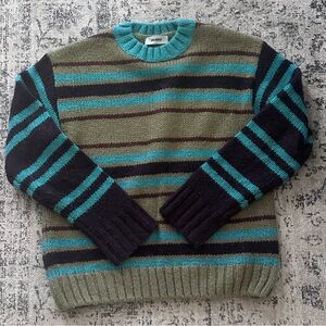 Guizio Striped Sweater - Green/Brown/Teal - Size XS/S